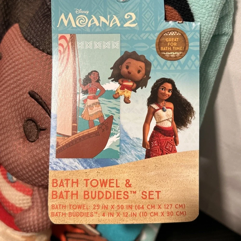Disney NWT Moana 2 Bath Towel & Buddies Set Pool Beach Giftable Doll